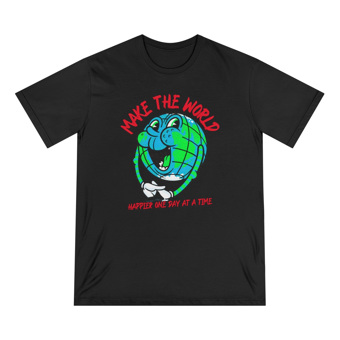Make The World Happier One Day At A Time Organic Staple T-shirt