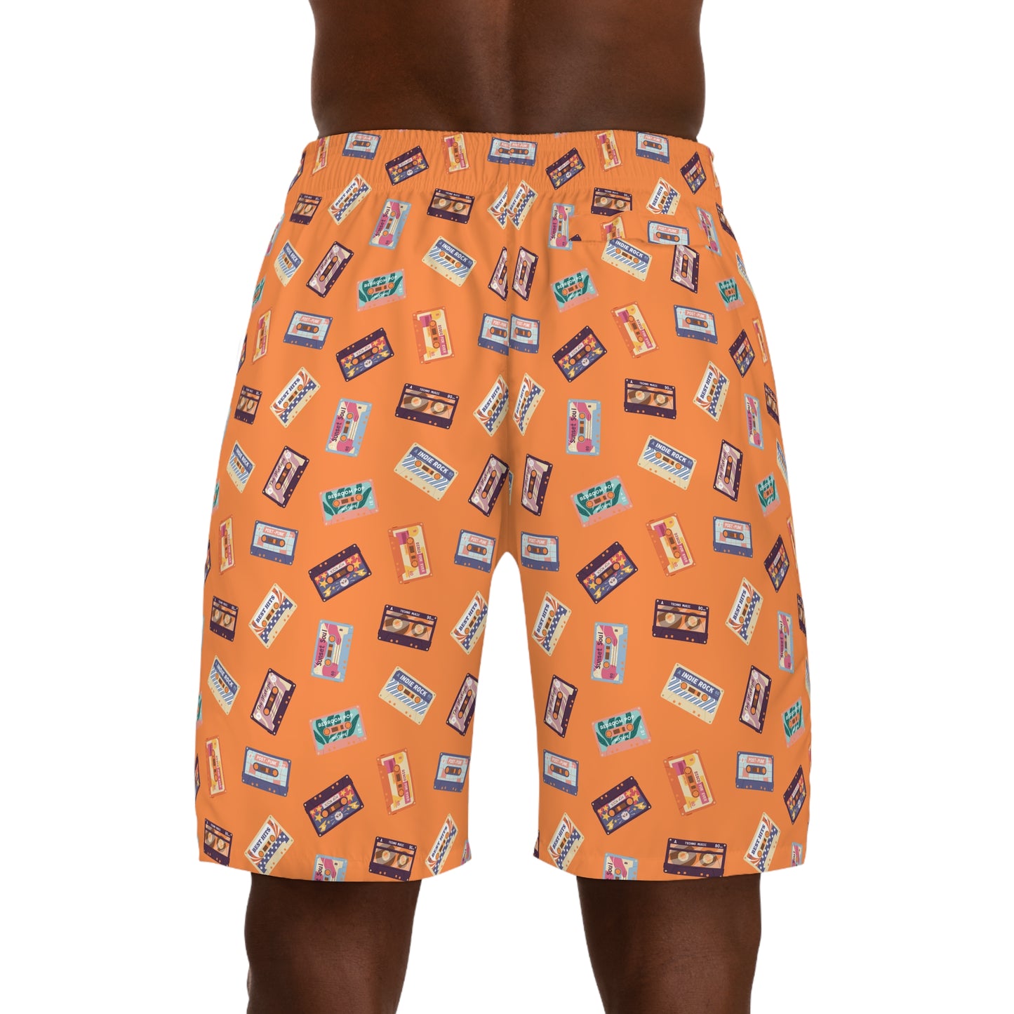 Orange 90s Cassette Tape Men's Jogger Shorts (AOP)