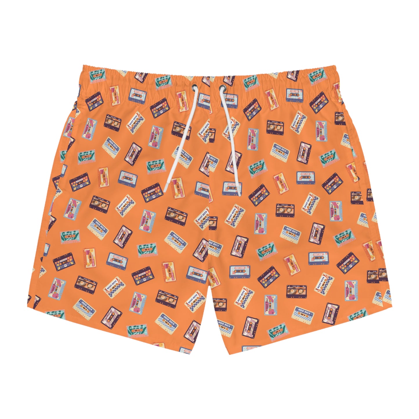 90s Cassette Tape Orange Swim Trunks (AOP)