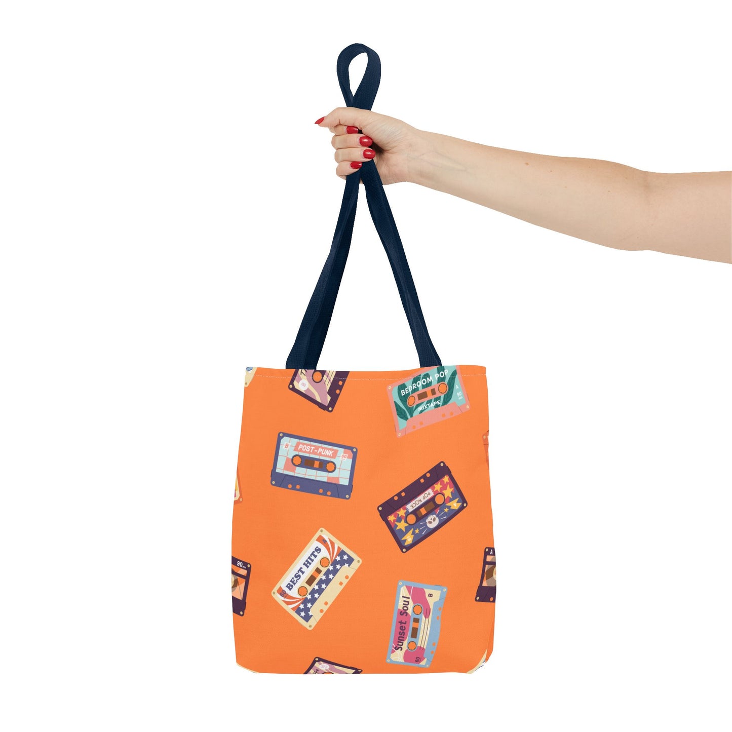 Orange Cassette Tape Tote Bag, Retro Music Lover Gift, 80s Style Carryall, Vintage Hipster Shoulder Bag, Groovy Musician Purse, Retro