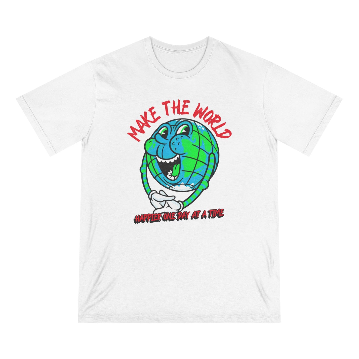Make The World Happier One Day At A Time Organic Staple T-shirt