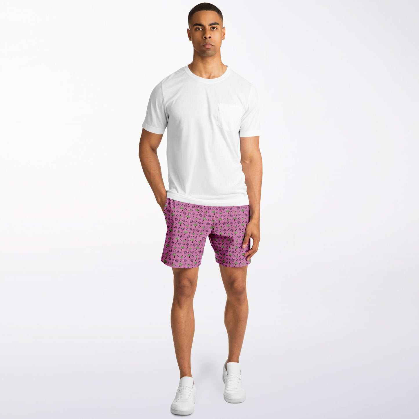 Pink Palm Trees Fashion Shorts - AOP