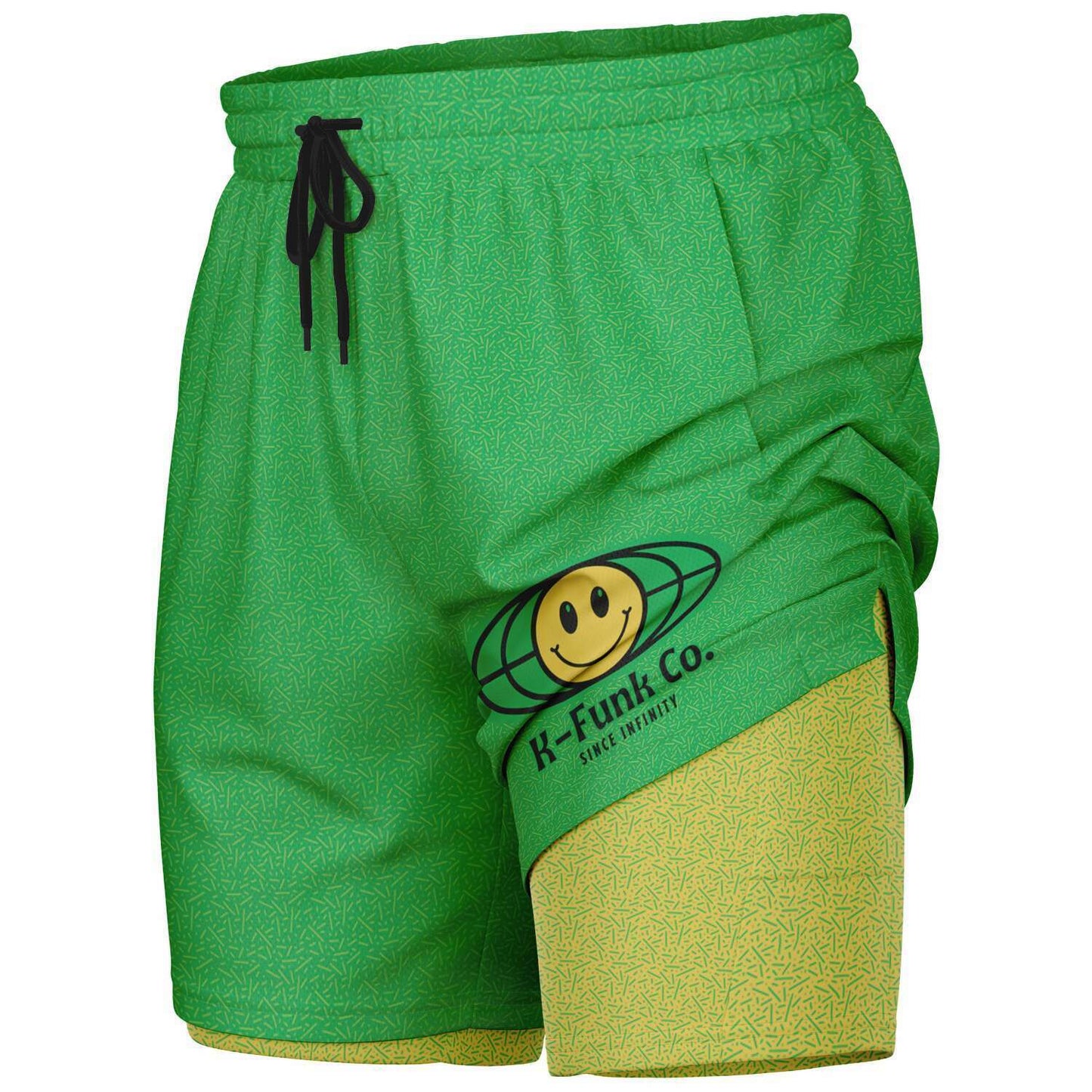 K-Funk Co. Green\Yellow Since Infinity Men's 2-in-1 Shorts - AOP
