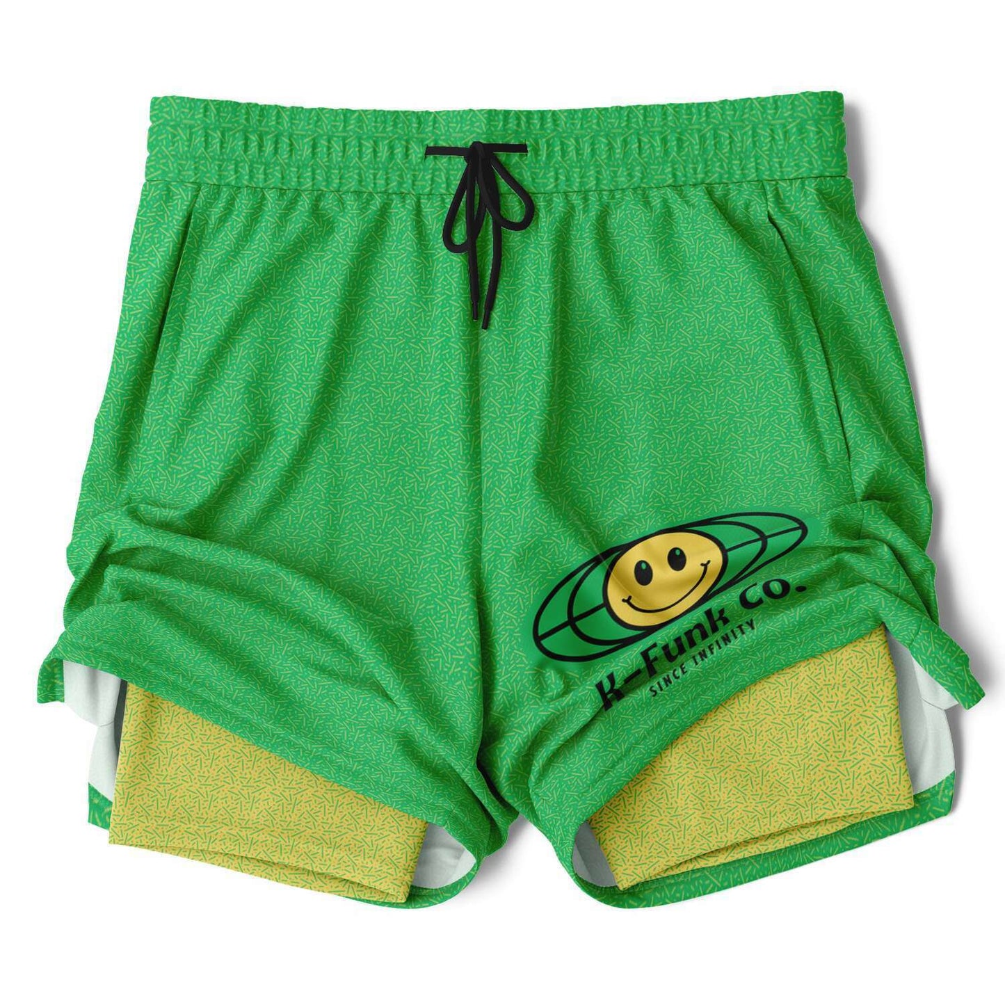 K-Funk Co. Green\Yellow Since Infinity Men's 2-in-1 Shorts - AOP