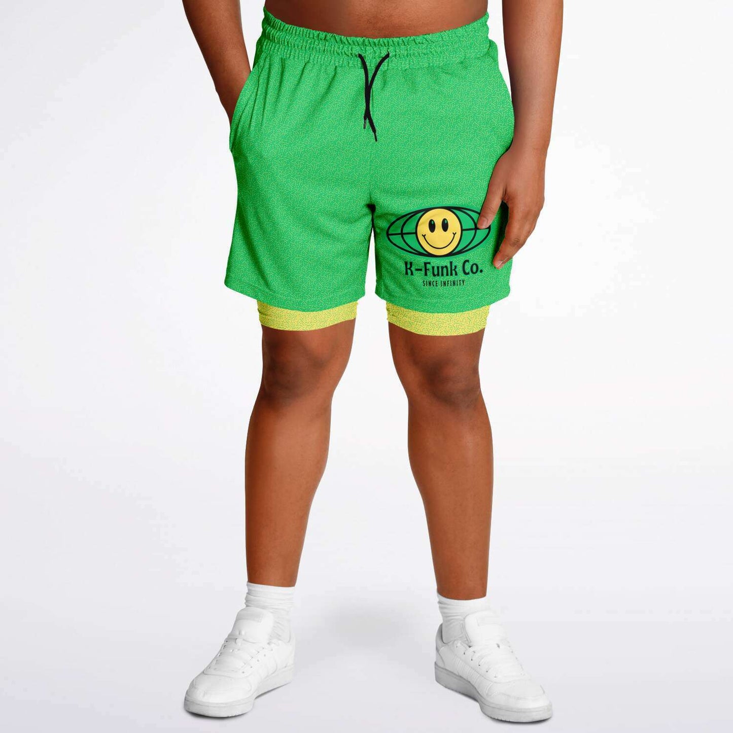 K-Funk Co. Green\Yellow Since Infinity Men's 2-in-1 Shorts - AOP