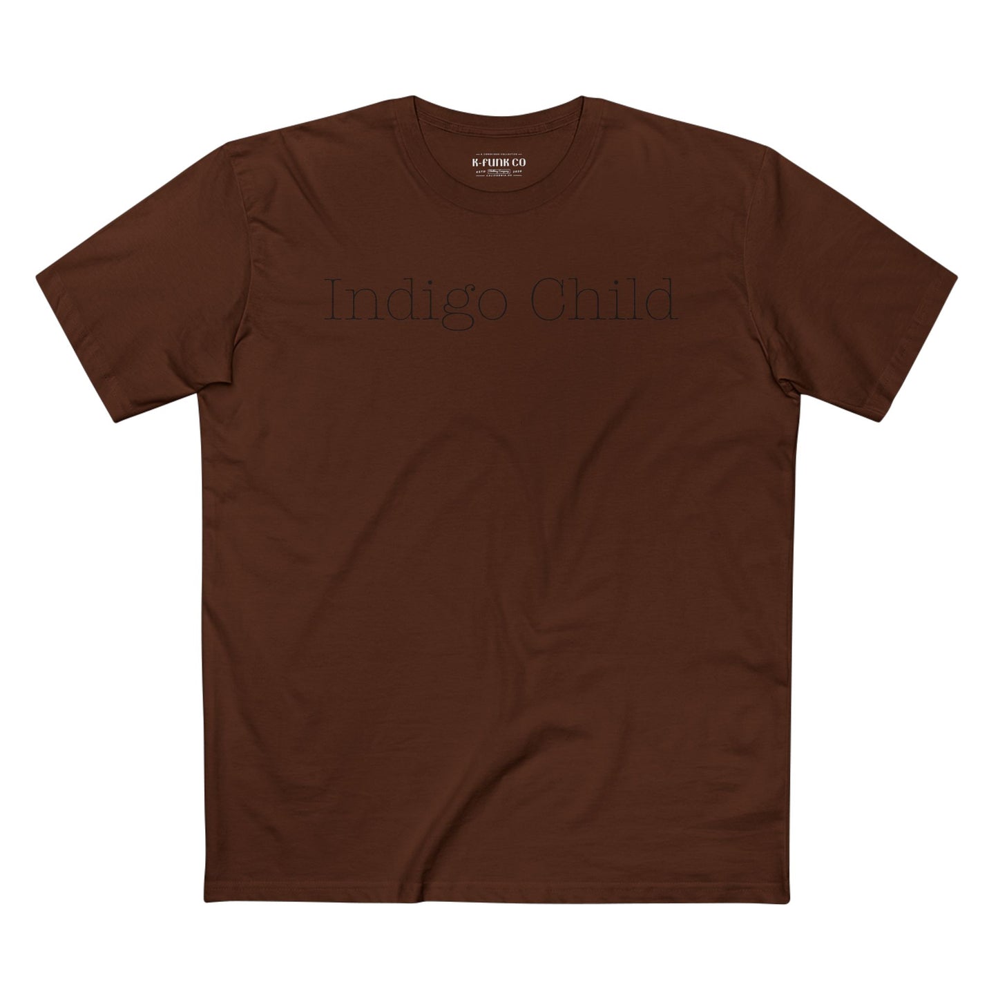 Indigo Child Tee Black Typewriter Font