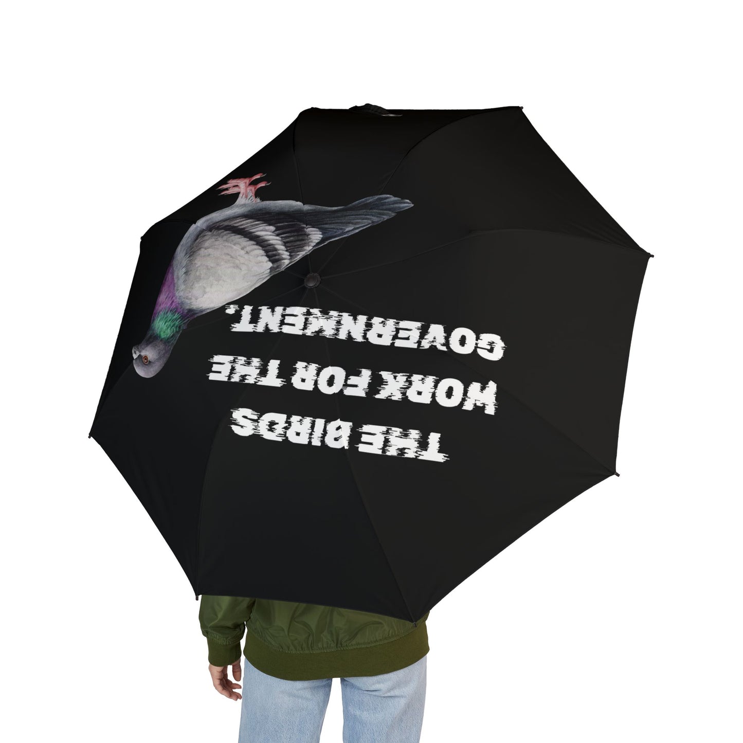 The Birds Work For The Government Semi-Automatic Foldable Umbrella
