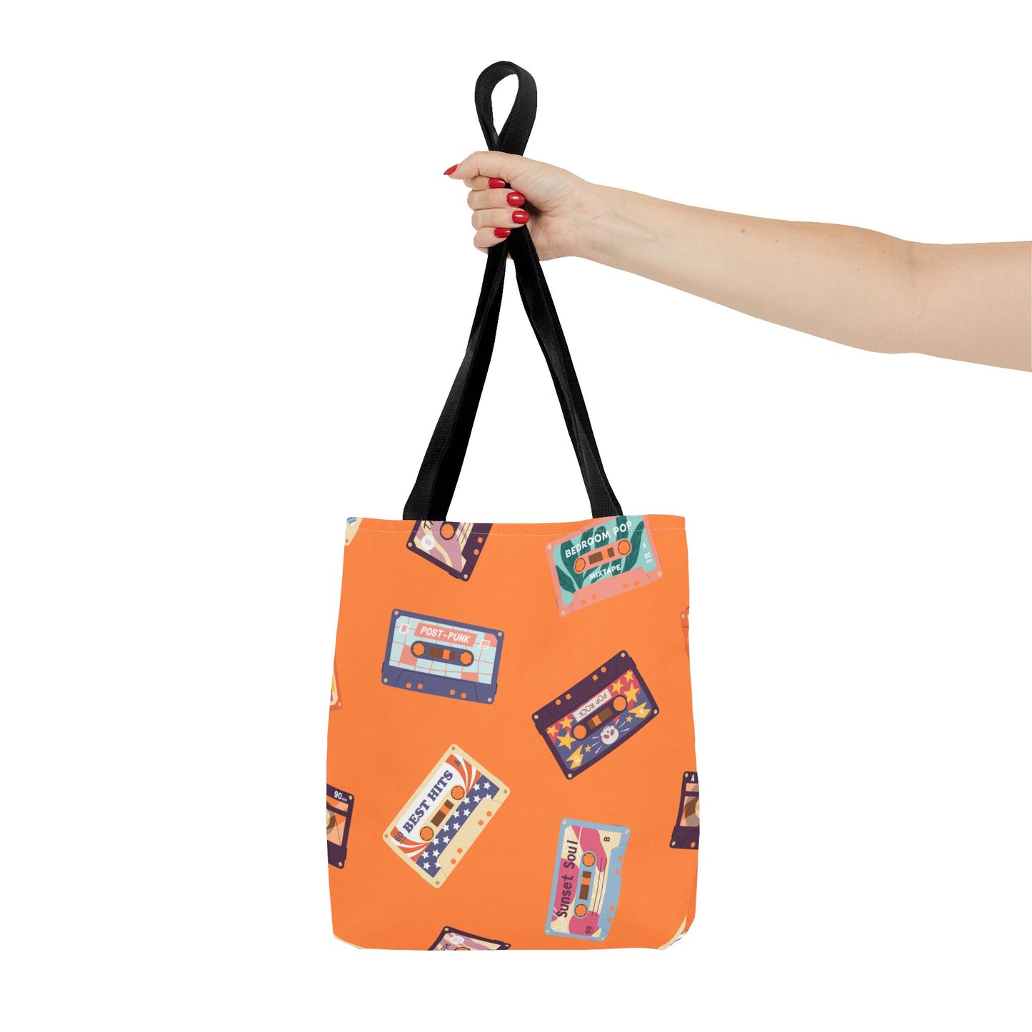 Orange Cassette Tape Tote Bag, Retro Music Lover Gift, 80s Style Carryall, Vintage Hipster Shoulder Bag, Groovy Musician Purse, Retro