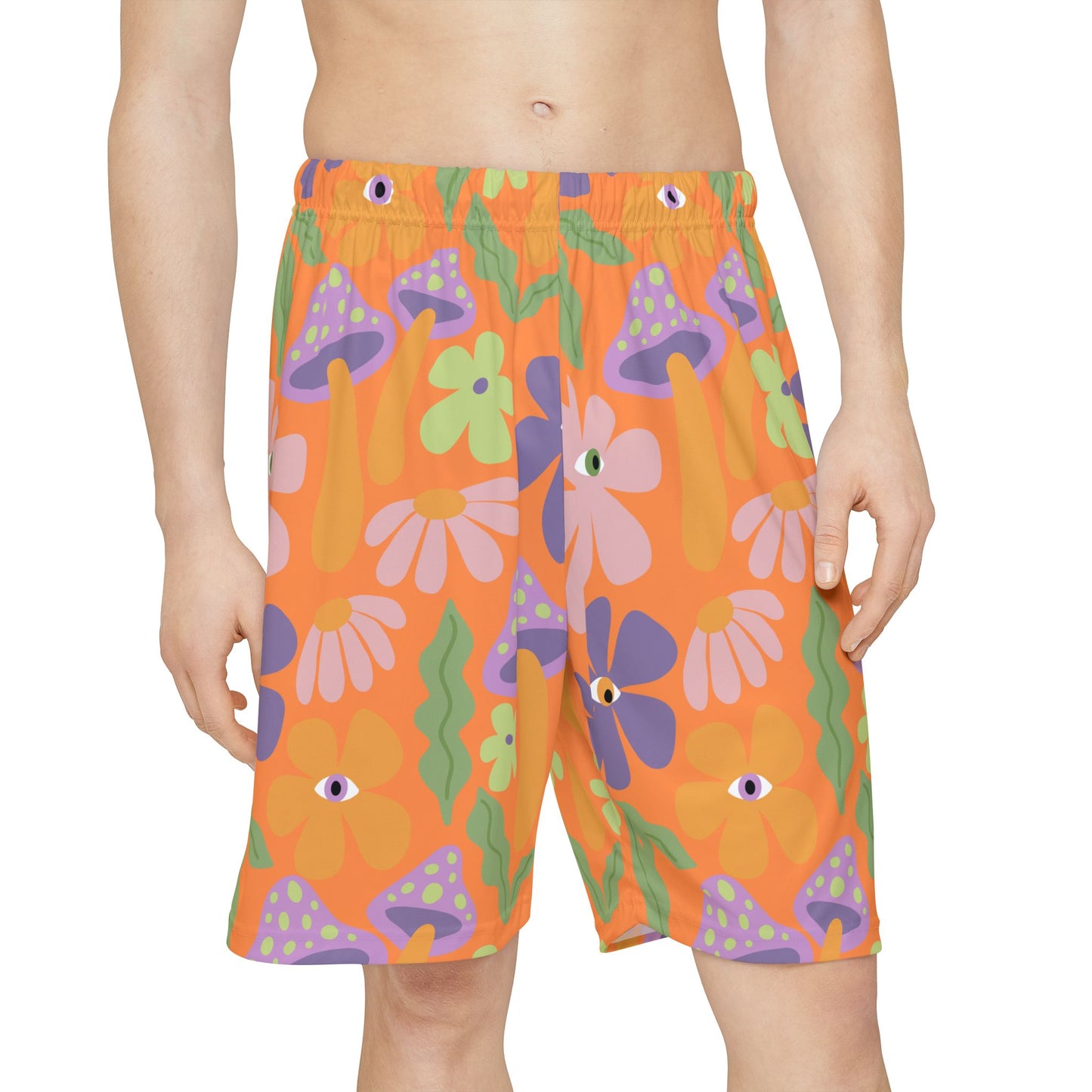 All Over Print Mushroom Flower Mens Sports Shorts (AOP)