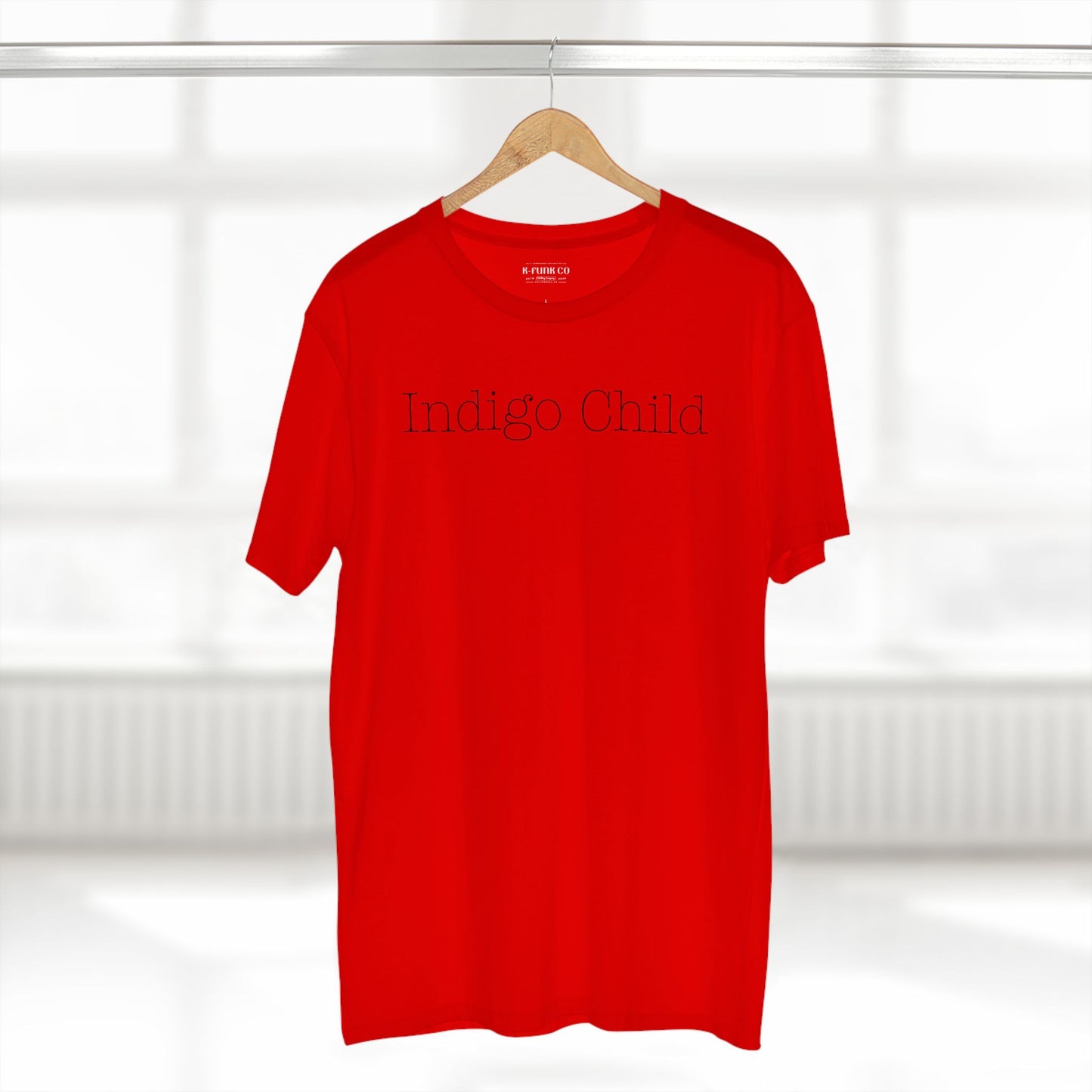 Indigo Child Tee Black Typewriter Font