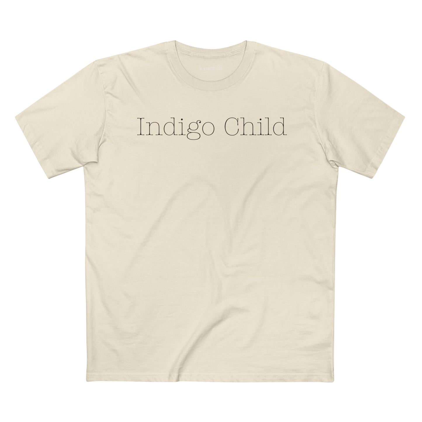 Indigo Child Tee Black Typewriter Font