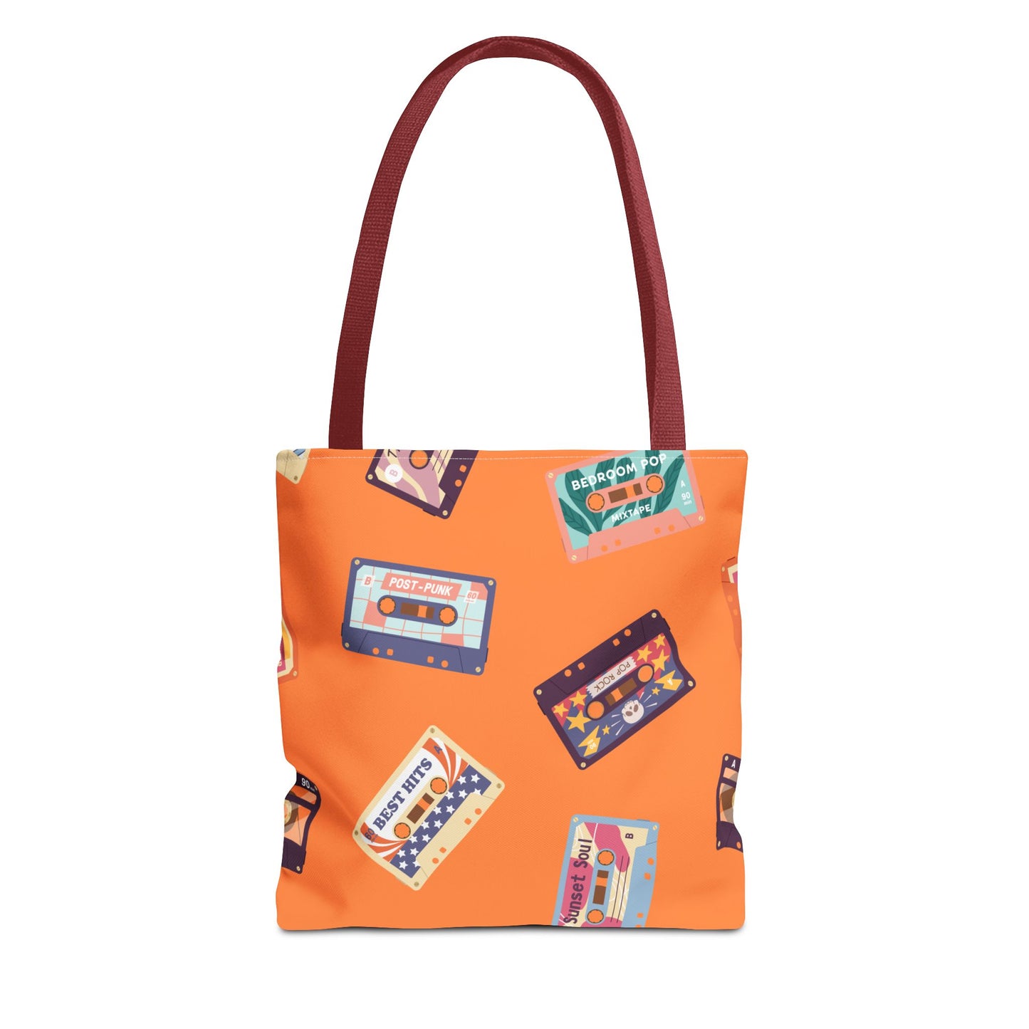 Orange Cassette Tape Tote Bag, Retro Music Lover Gift, 80s Style Carryall, Vintage Hipster Shoulder Bag, Groovy Musician Purse, Retro
