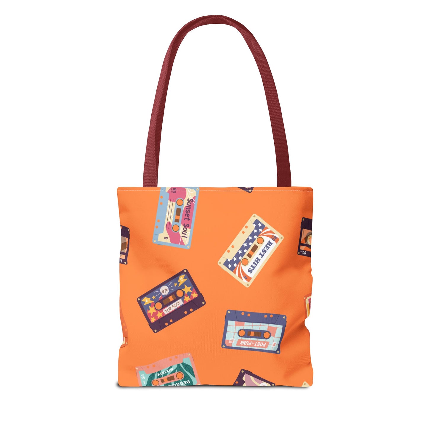 Orange Cassette Tape Tote Bag, Retro Music Lover Gift, 80s Style Carryall, Vintage Hipster Shoulder Bag, Groovy Musician Purse, Retro