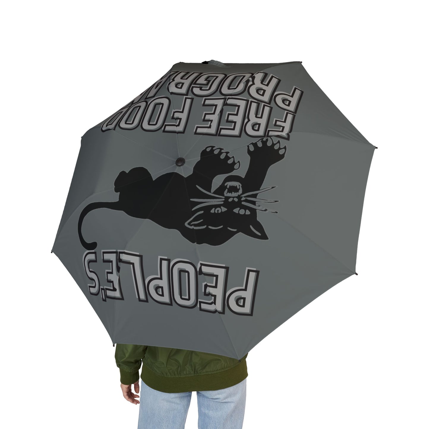 Peoples Free Food Program Semi-Automatic Foldable Umbrella