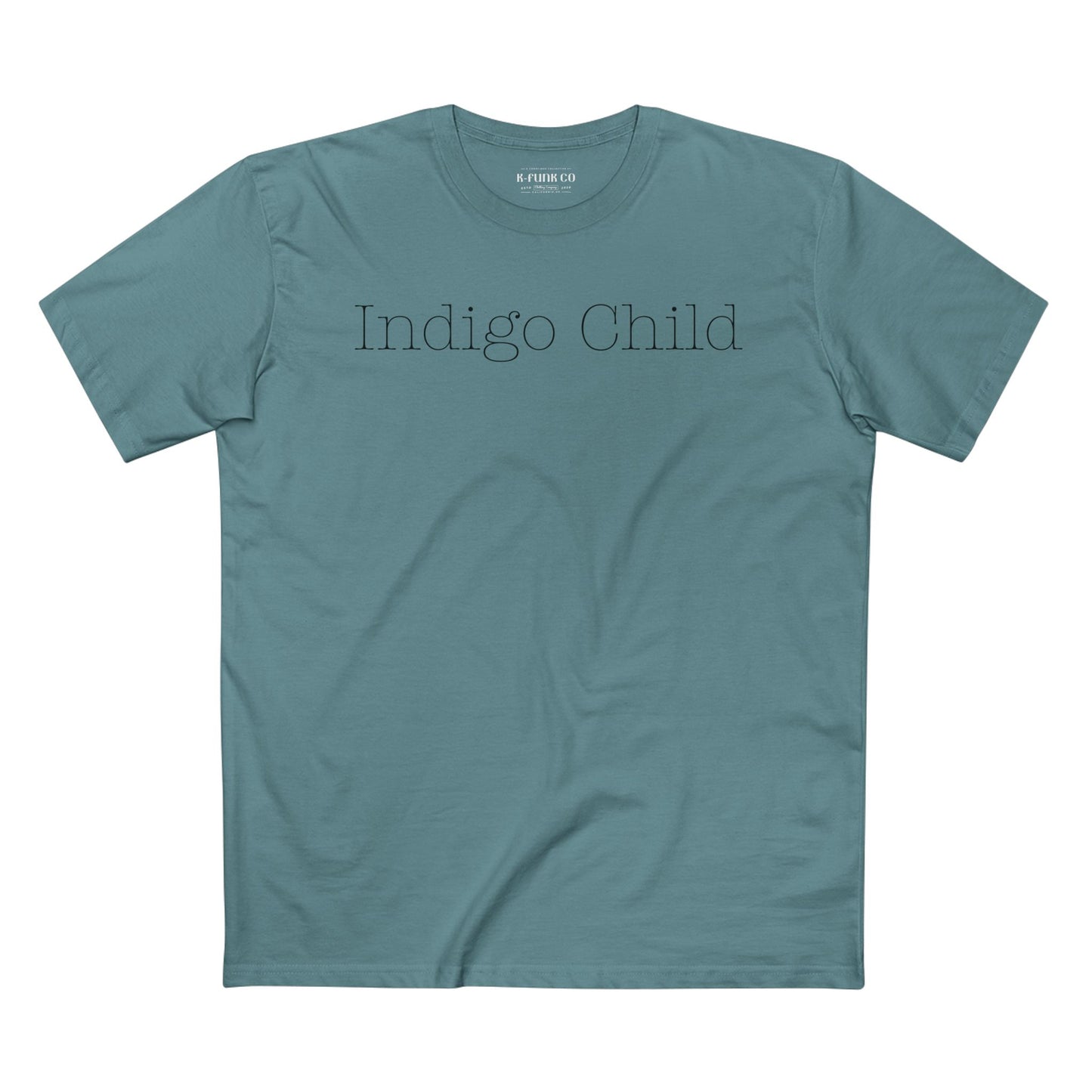 Indigo Child Tee Black Typewriter Font