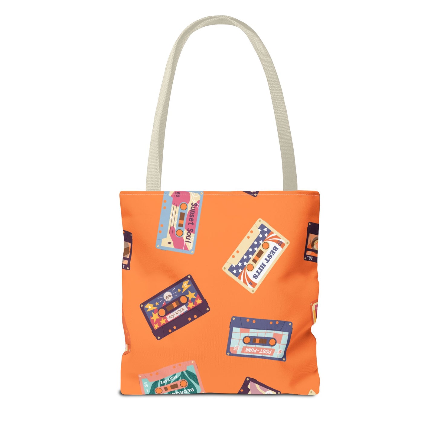 Orange Cassette Tape Tote Bag, Retro Music Lover Gift, 80s Style Carryall, Vintage Hipster Shoulder Bag, Groovy Musician Purse, Retro