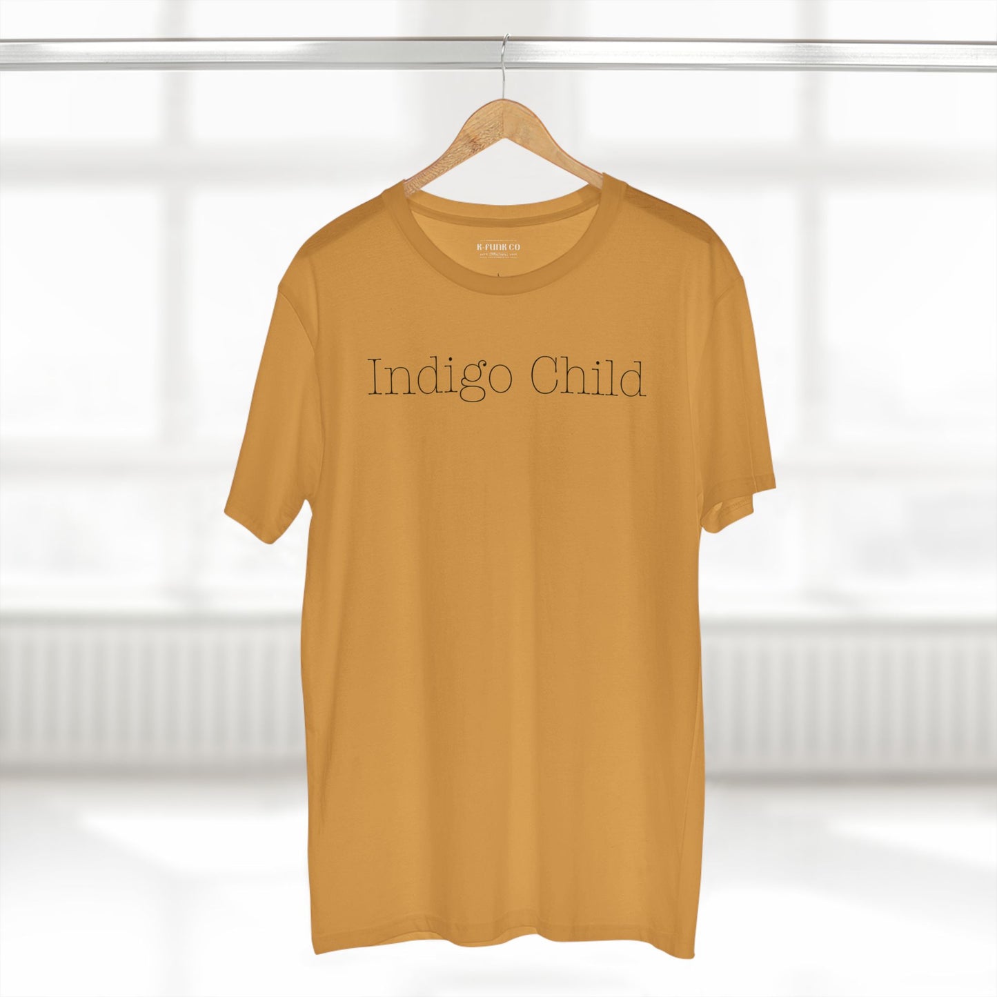 Indigo Child Tee Black Typewriter Font