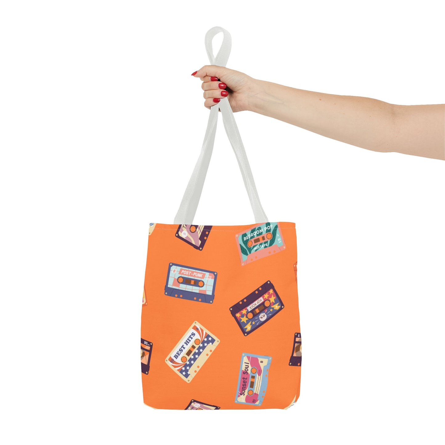 Orange Cassette Tape Tote Bag, Retro Music Lover Gift, 80s Style Carryall, Vintage Hipster Shoulder Bag, Groovy Musician Purse, Retro