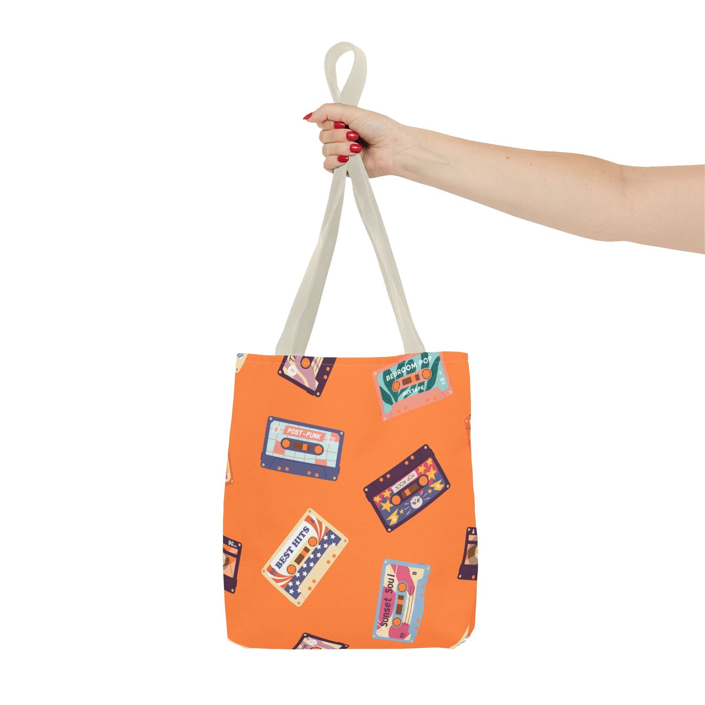 Orange Cassette Tape Tote Bag, Retro Music Lover Gift, 80s Style Carryall, Vintage Hipster Shoulder Bag, Groovy Musician Purse, Retro