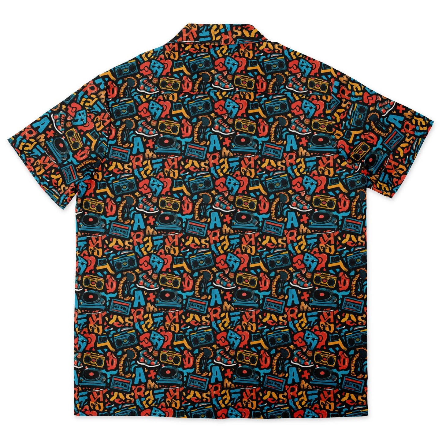 96 cassette tape Spread Collar Short Sleeve Button-Down Shirt - AOP