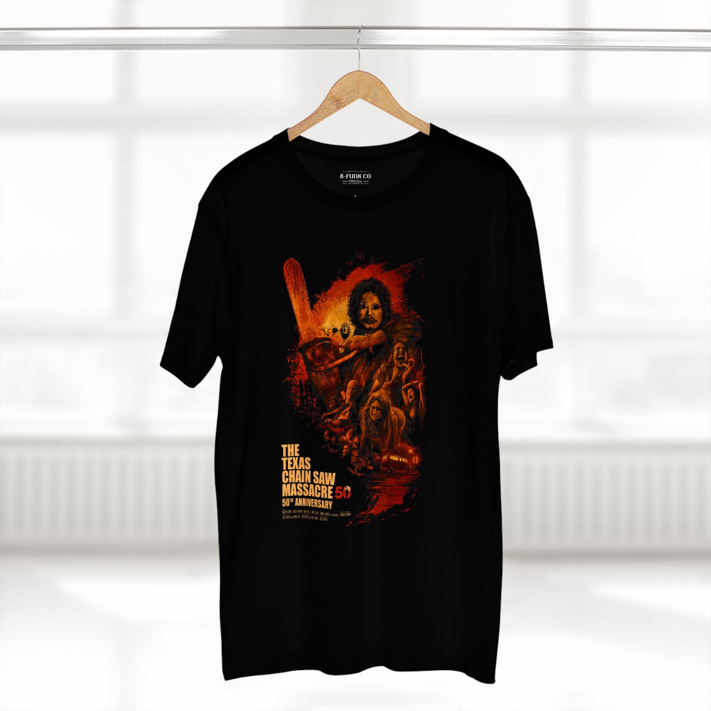 Retro 80s Chainsaw Movie Tee — Nostalgic 80s Film Graphic, Chainsaw Horror