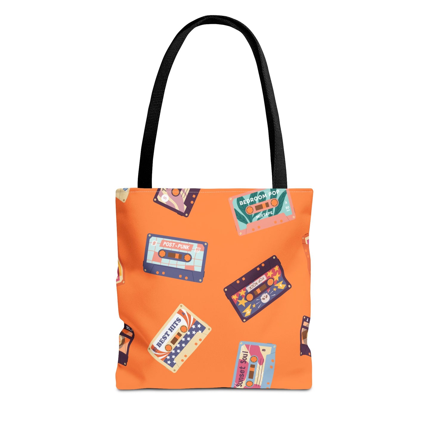 Orange Cassette Tape Tote Bag, Retro Music Lover Gift, 80s Style Carryall, Vintage Hipster Shoulder Bag, Groovy Musician Purse, Retro