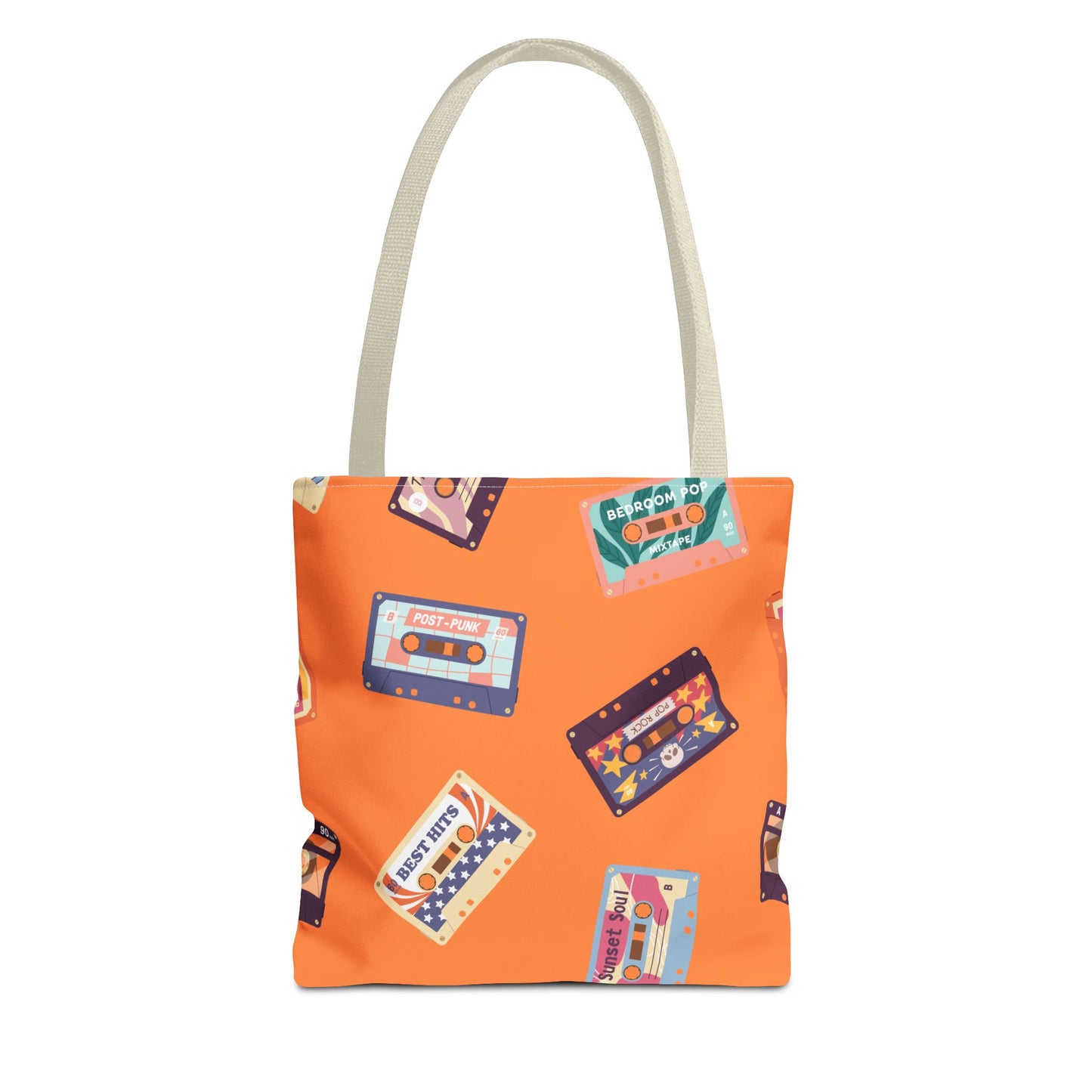 Orange Cassette Tape Tote Bag, Retro Music Lover Gift, 80s Style Carryall, Vintage Hipster Shoulder Bag, Groovy Musician Purse, Retro