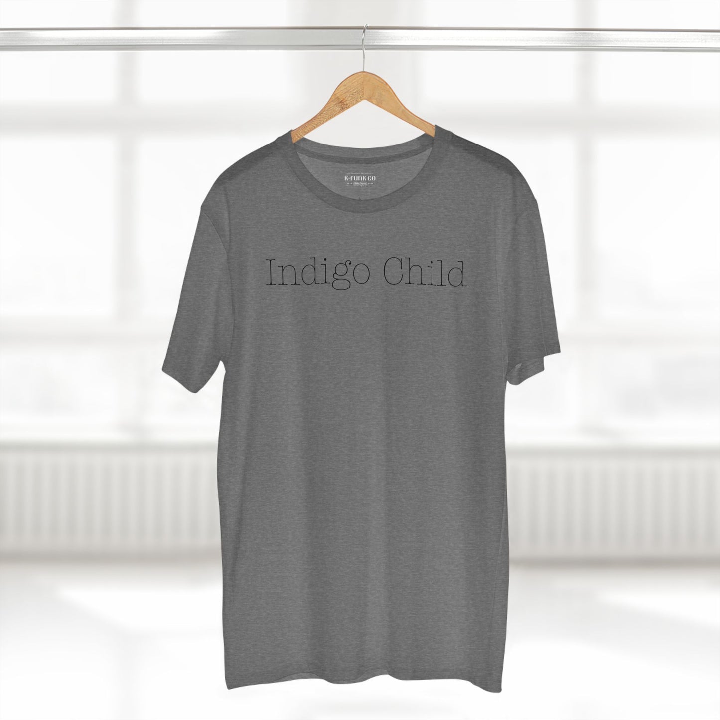 Indigo Child Tee Black Typewriter Font