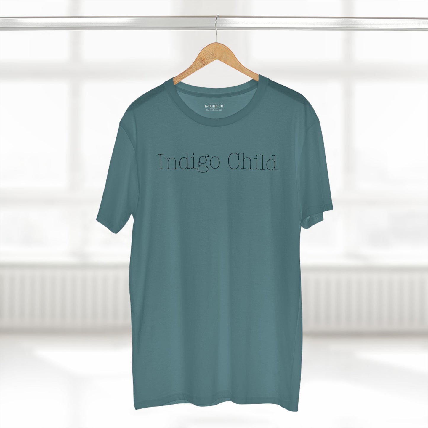 Indigo Child Tee Black Typewriter Font