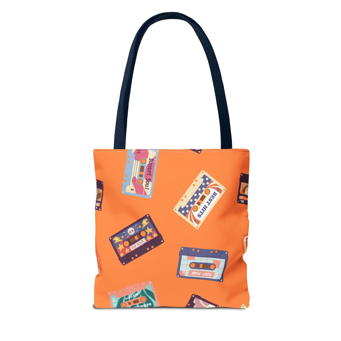 Orange Cassette Tape Tote Bag, Retro Music Lover Gift, 80s Style Carryall, Vintage Hipster Shoulder Bag, Groovy Musician Purse, Retro