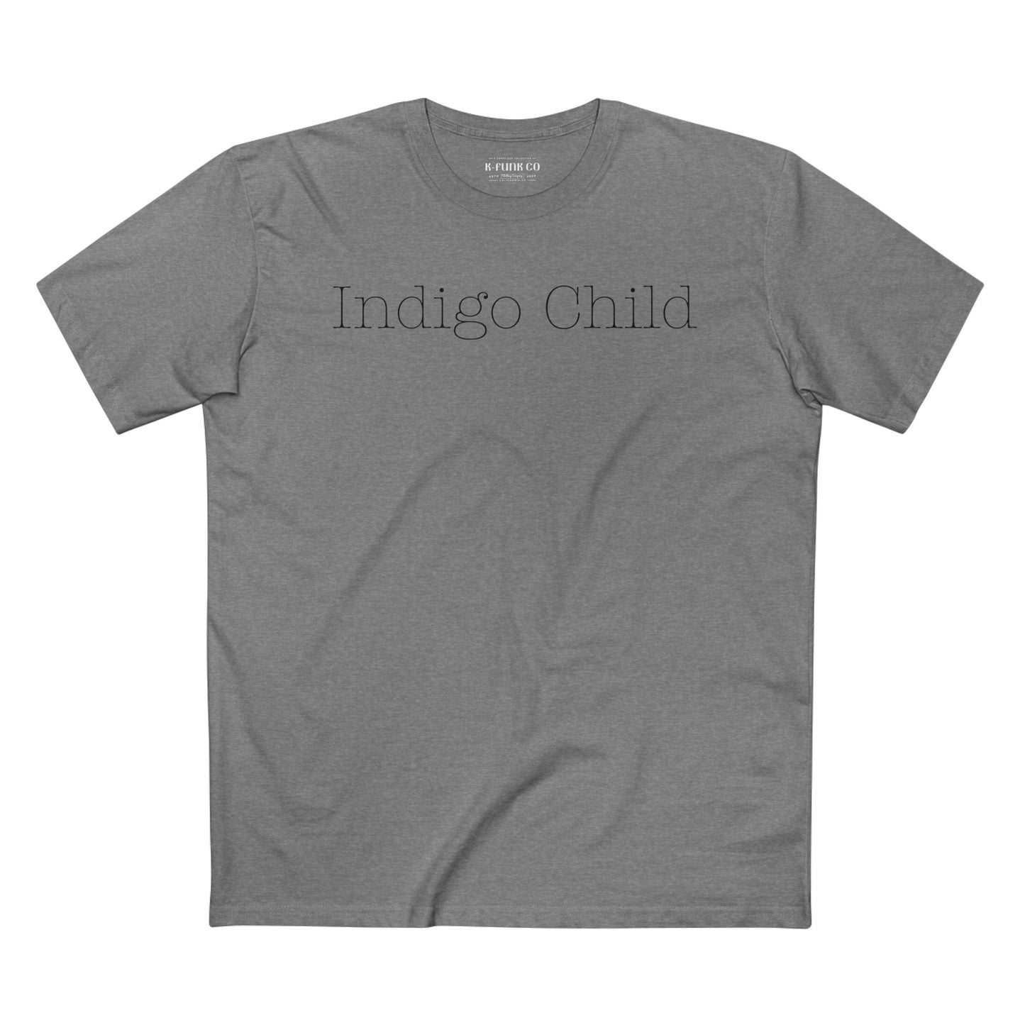 Indigo Child Tee Black Typewriter Font