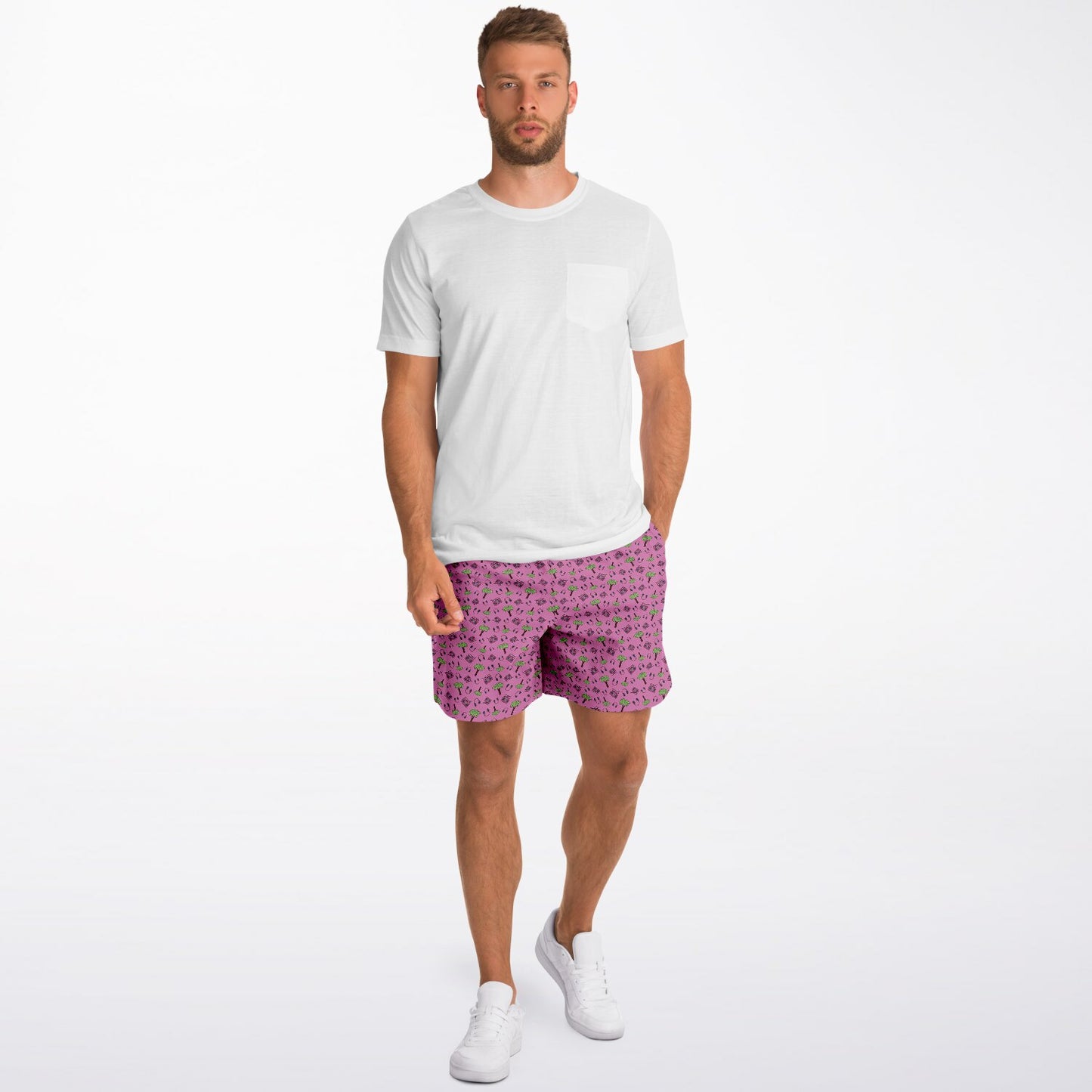 Pink Palm Trees Fashion Shorts - AOP