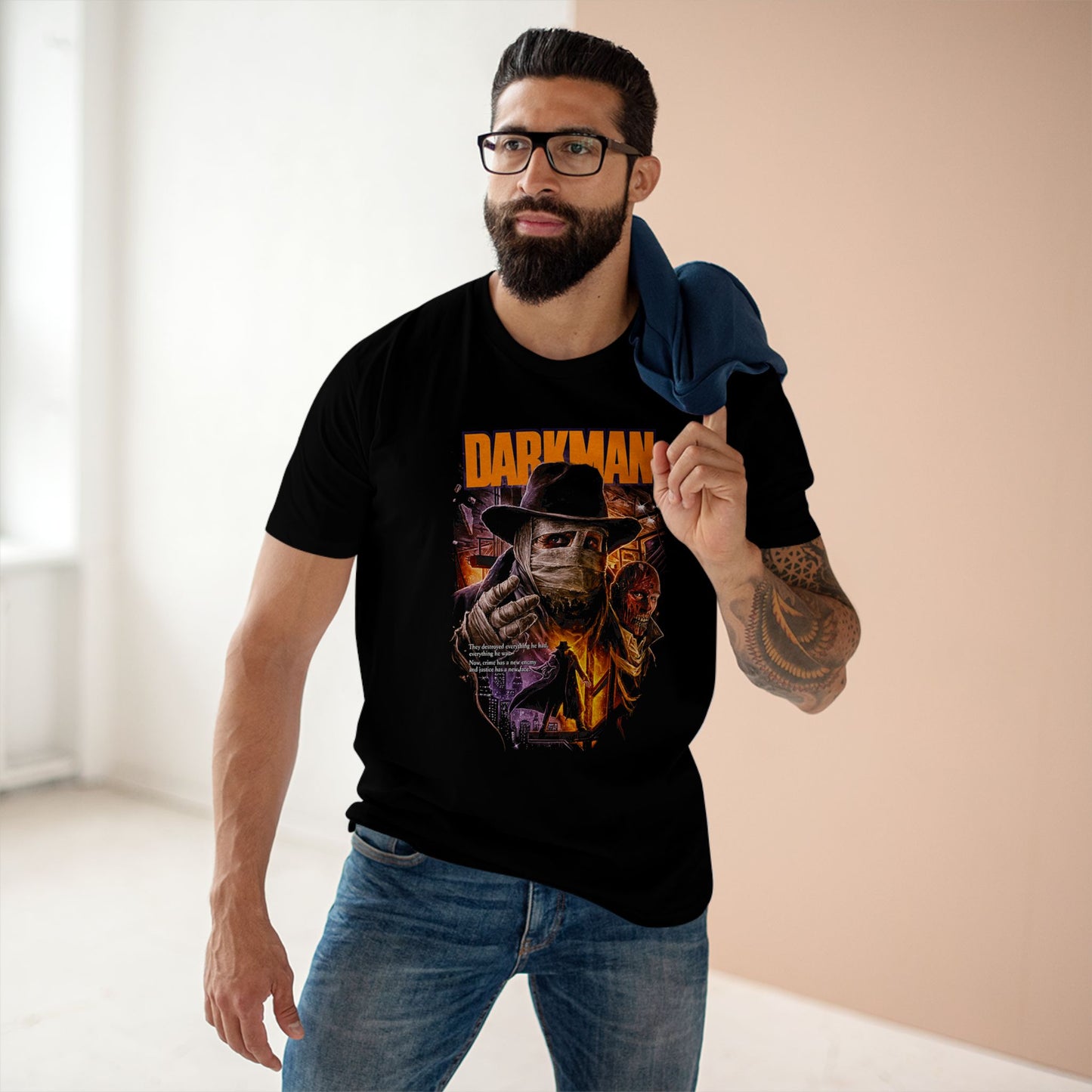 Darkman Retro 80s Action Thriller Movie Tee — Nostalgic Film Graphic Tee,Thriller Movie Tee
