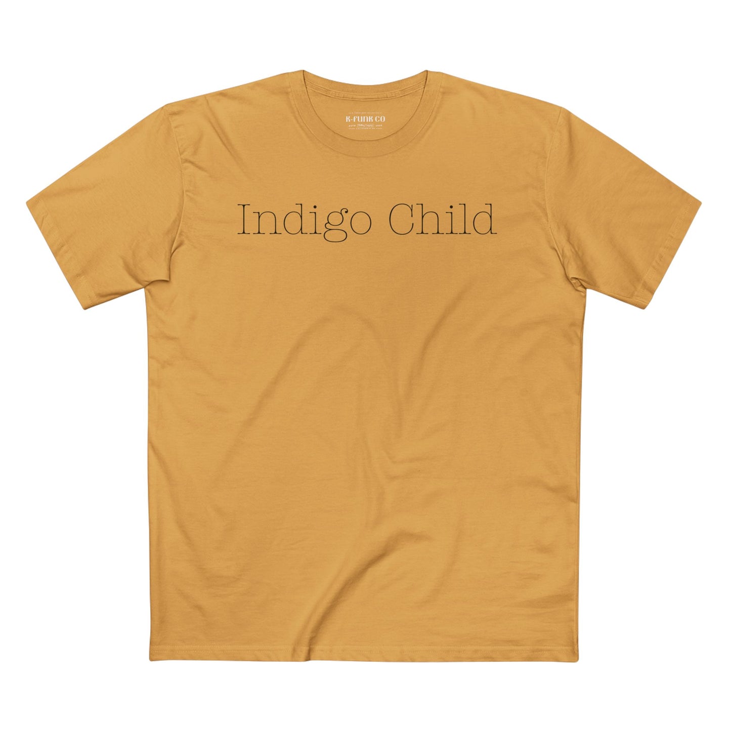 Indigo Child Tee Black Typewriter Font
