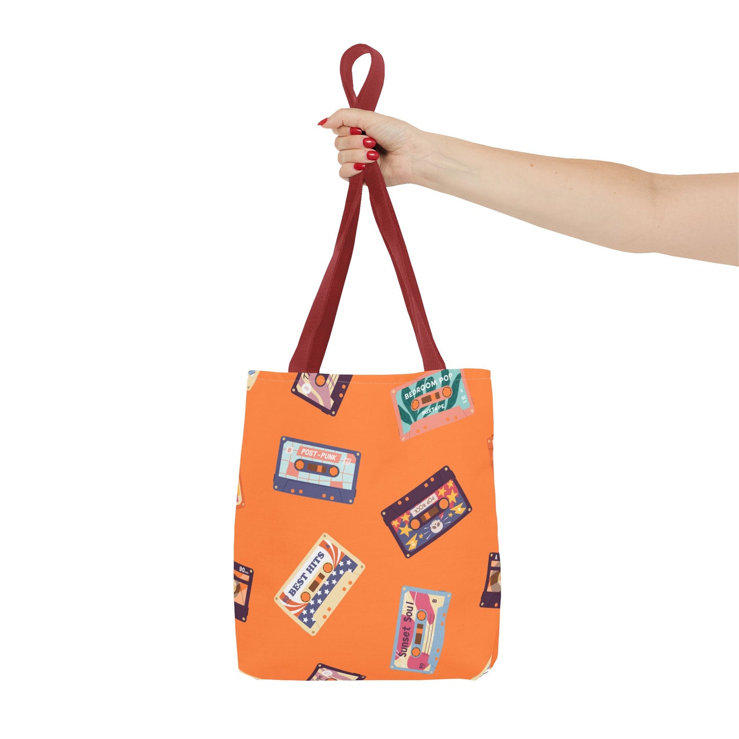 Orange Cassette Tape Tote Bag, Retro Music Lover Gift, 80s Style Carryall, Vintage Hipster Shoulder Bag, Groovy Musician Purse, Retro