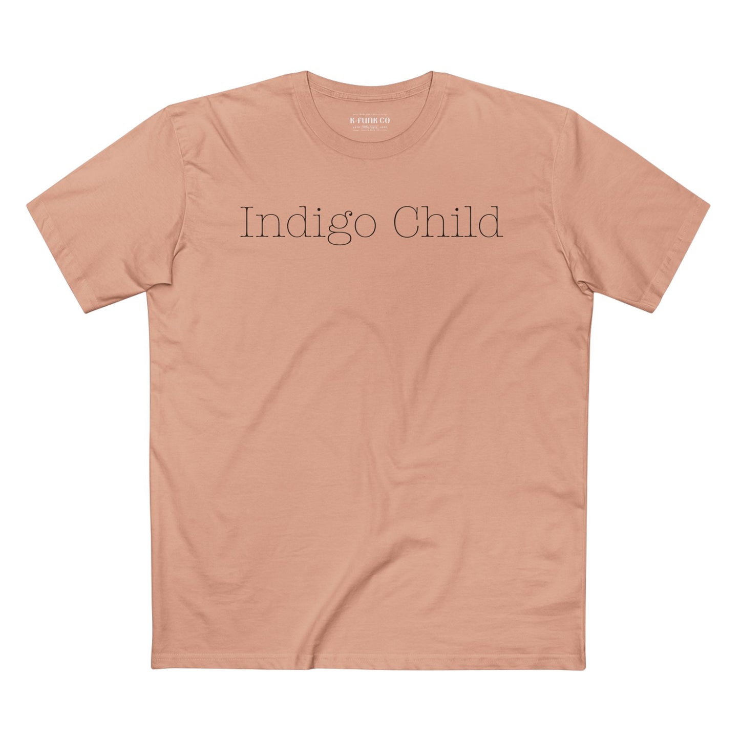 Indigo Child Tee Black Typewriter Font