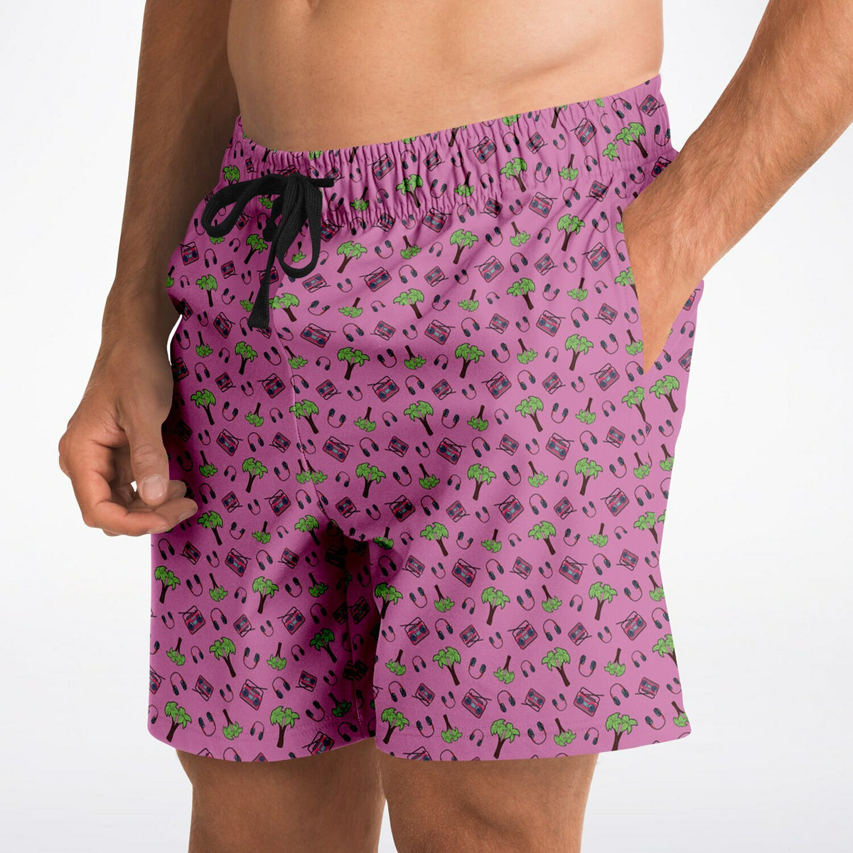 Pink Palm Trees Fashion Shorts - AOP