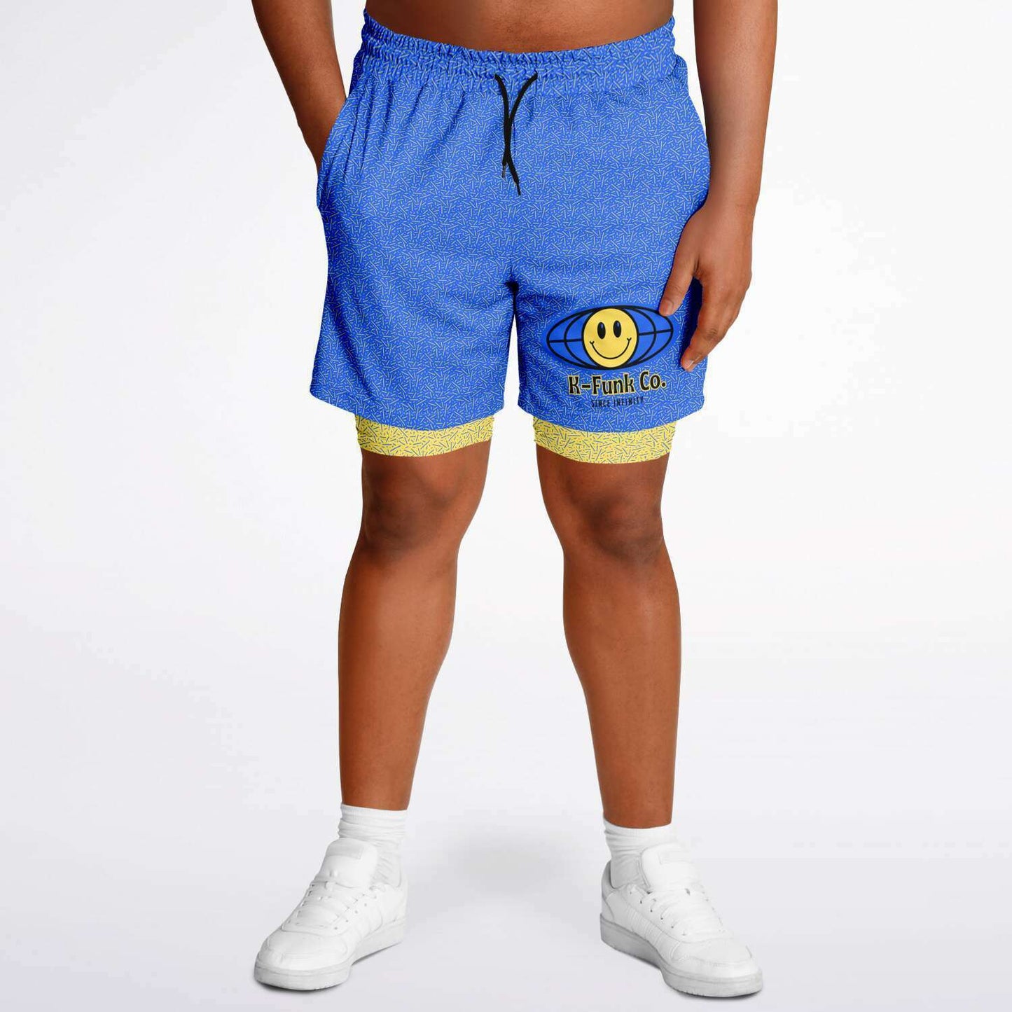Blue\Yellow Men's 2-in-1 Shorts - AOP