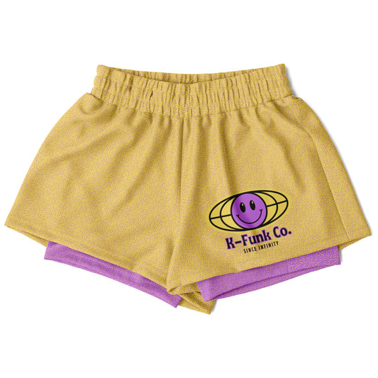 K-Funk Co. Yellow\Purple Since Infinity Women's 2-in-1 Shorts - AOP