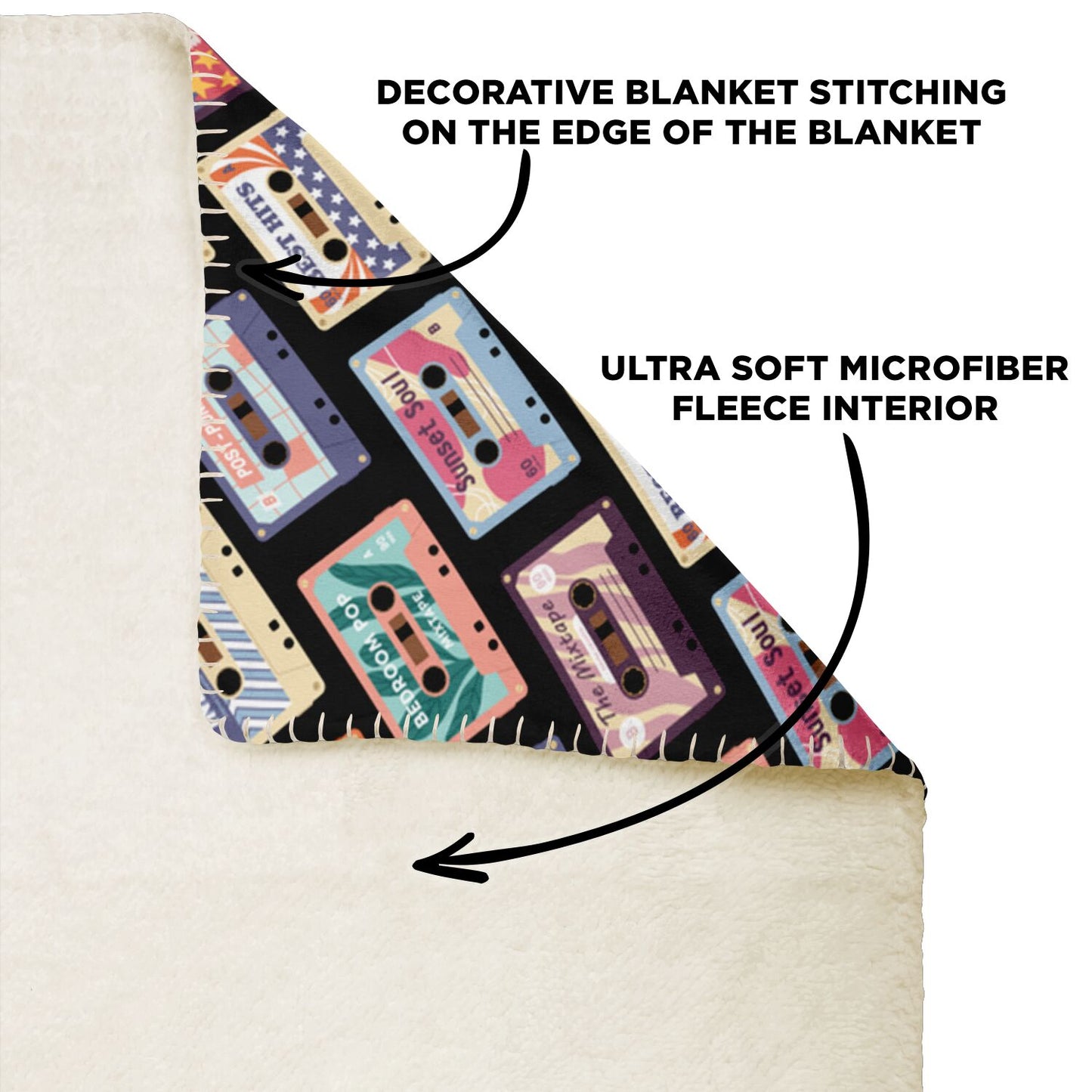 Cassettes Premium Microfleece Blanket - AOP