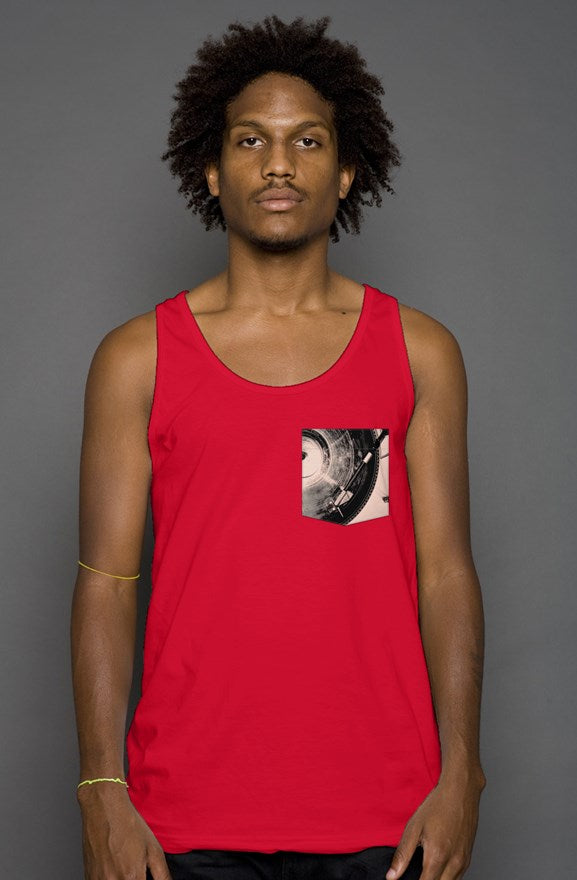 Turntable Pocket Tank Top-Red