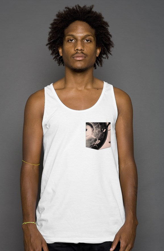 Turntable Pocket Tank Top-White