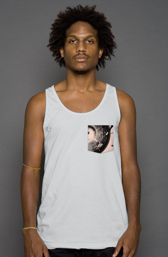 Turntable Pocket Tank Top-Silver