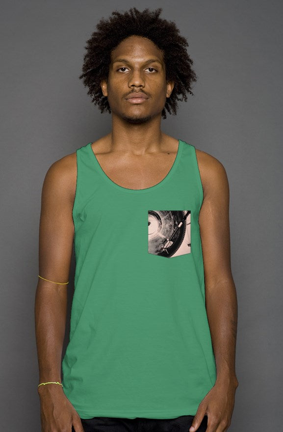 tank Turntable Pocket Tank Top-Kelly Green