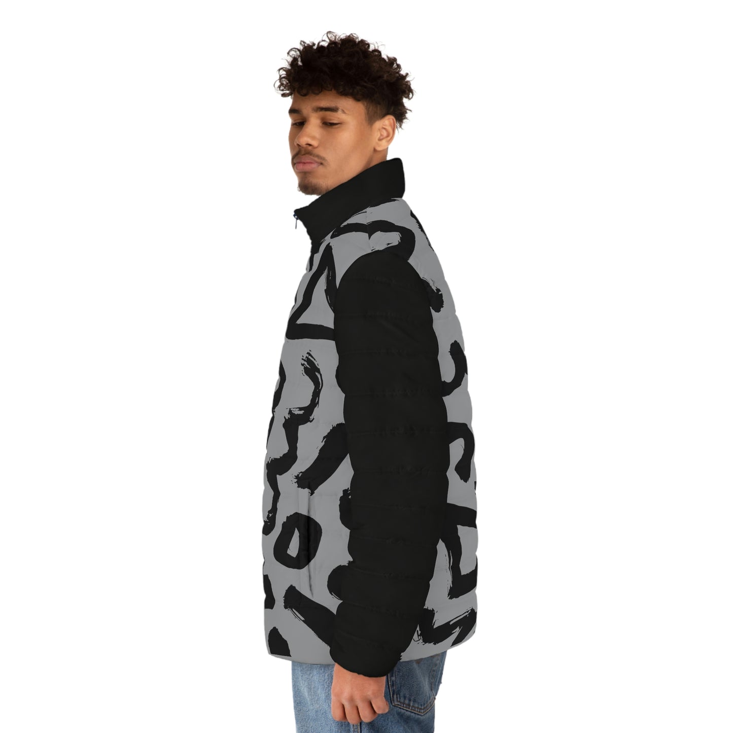 90s  Style Men's Puffer Jacket (AOP)
