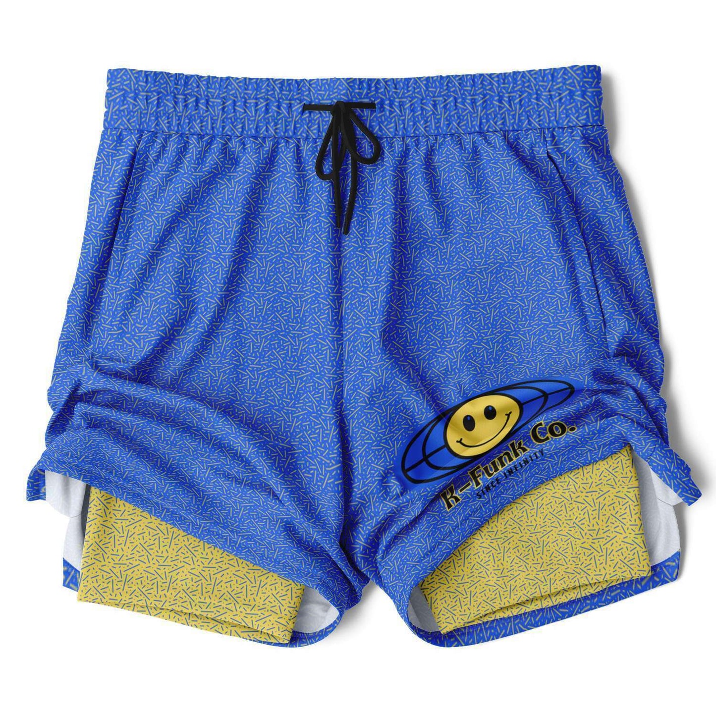 Blue\Yellow Men's 2-in-1 Shorts - AOP