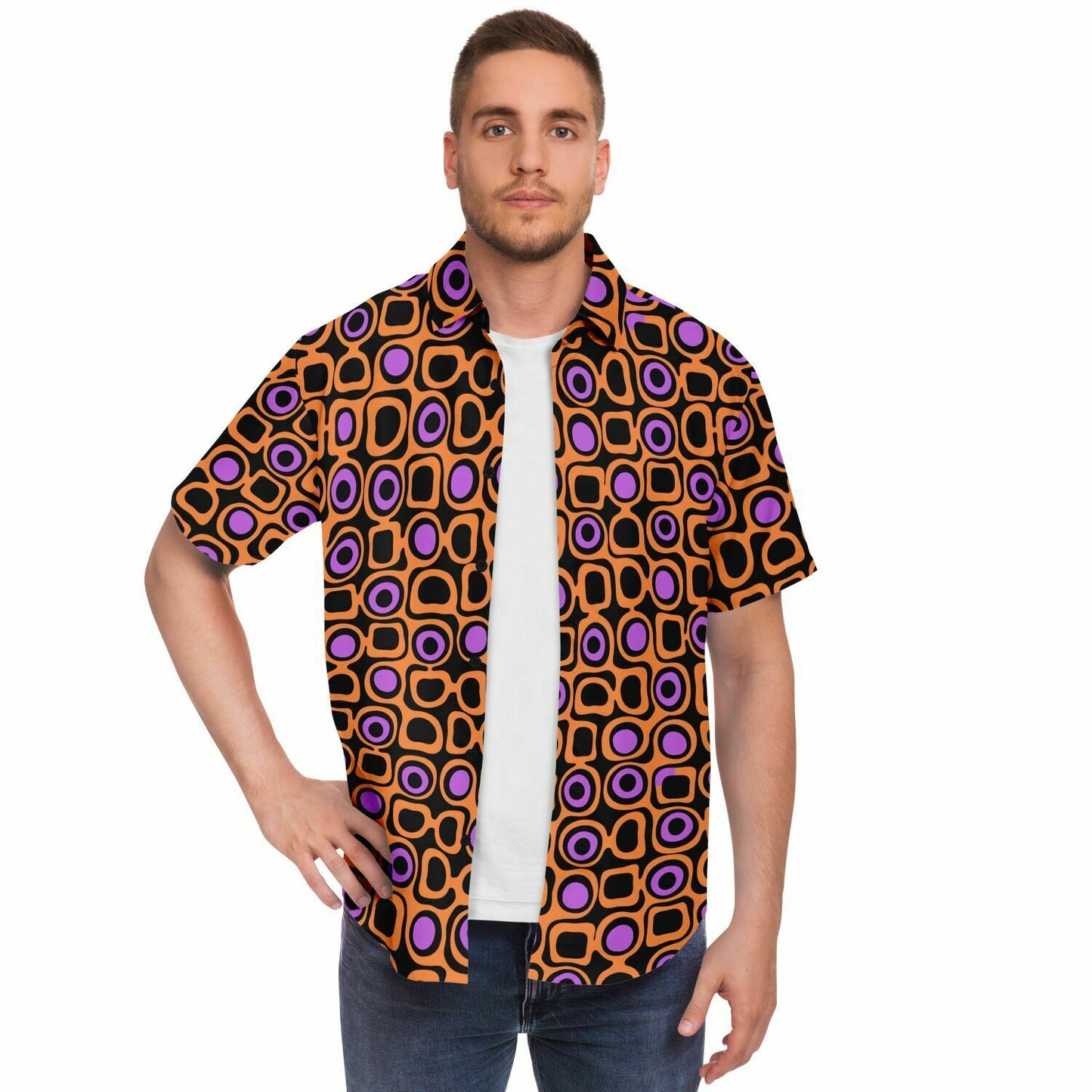 Grapes & Peaches Short Sleeve Button Down Shirt - AOP