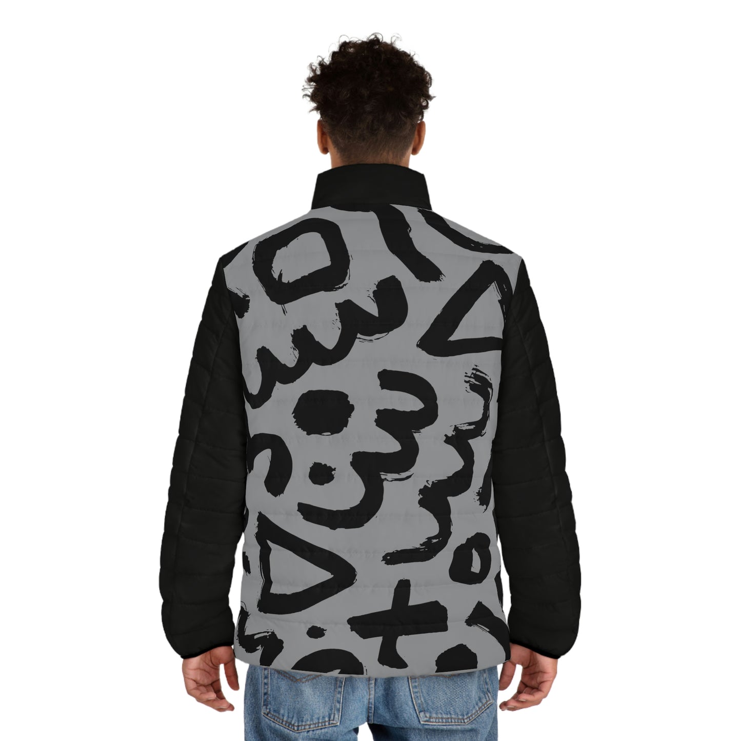 90s  Style Men's Puffer Jacket (AOP)