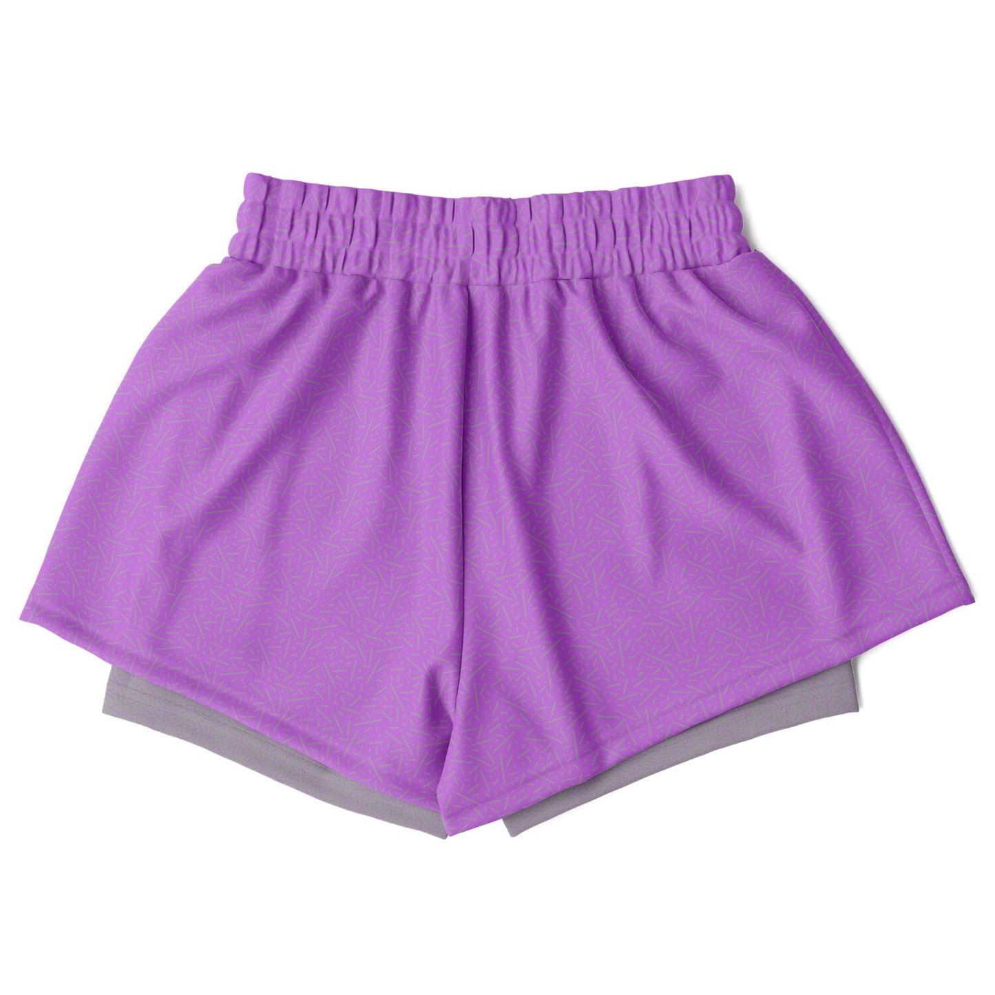 Purple\Gray Women's 2-in-1 Shorts - AOP