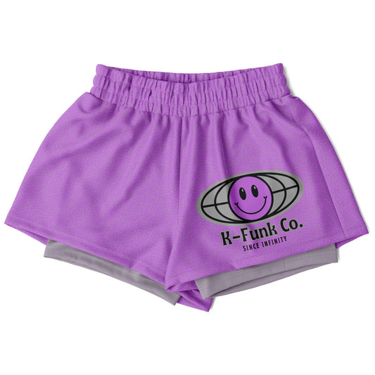 Purple\Gray Women's 2-in-1 Shorts - AOP